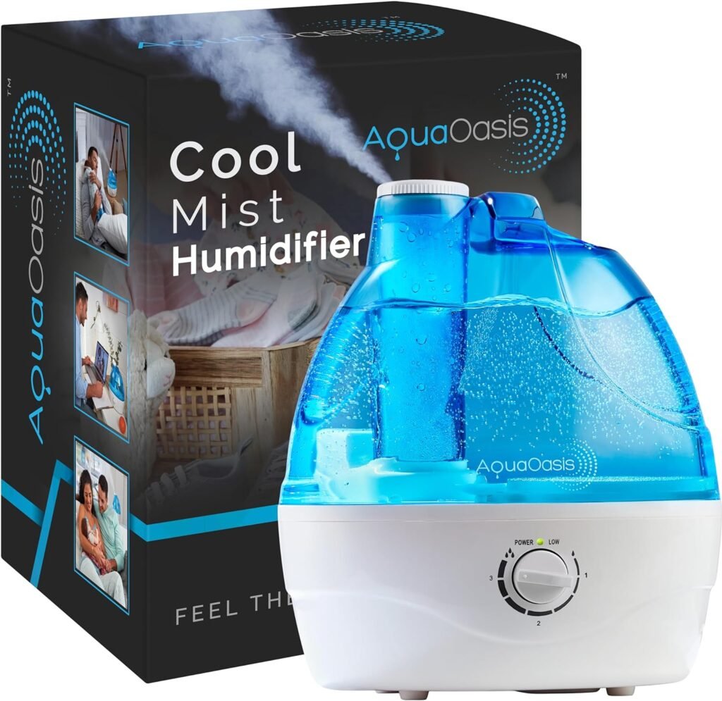 AquaOasis® Cool Mist Humidifier (2.2L Water Tank) Quiet Ultrasonic Humidifiers for Bedroom  Large room - Adjustable -360 Rotation Nozzle, Auto-Shut Off, Humidifiers for Babies Nursery  Whole House