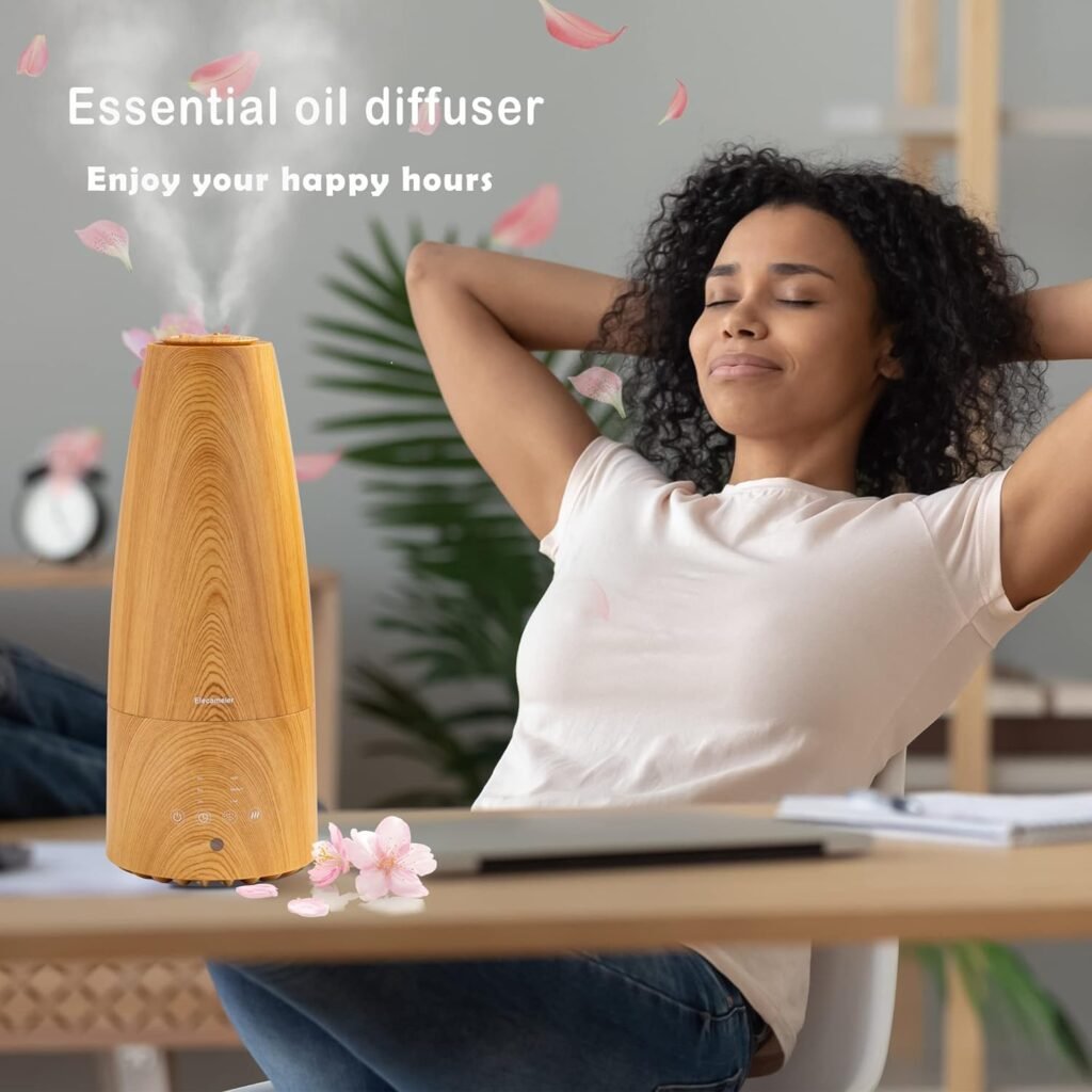 Cool Mist Humidifier,Elecameier Warm and Cool Mist Humidifier for Home/Bedroom with Remote Control Smart Air Humidifier for Desk/Office/Baby Bedroom 25dB Whisper Quiet with Auto Shut off light wood