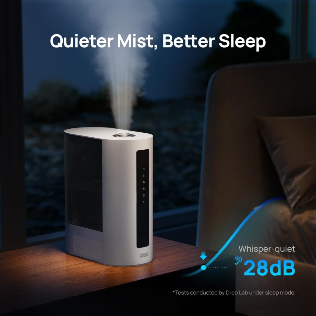 Dreo 6L Humidifiers for Bedroom and Large Room, Cool  Warm Mist Humidifier for Plants, with Precise Humidity Sensor, 60-Hour Runtime, Indicator Light, Dual Aromapad Tray, Baby-friendly, HM713