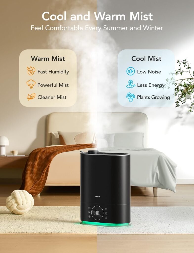 GoveeLife Smart Humidifier Max, 7L Warm and Cool Mist WiFi Humidifier for Home Bedroom, Top Fill Humidifiers 70H, Lasts for Large Rooms up to 800sq.ft, Faster Humidification with Alexa and App Control