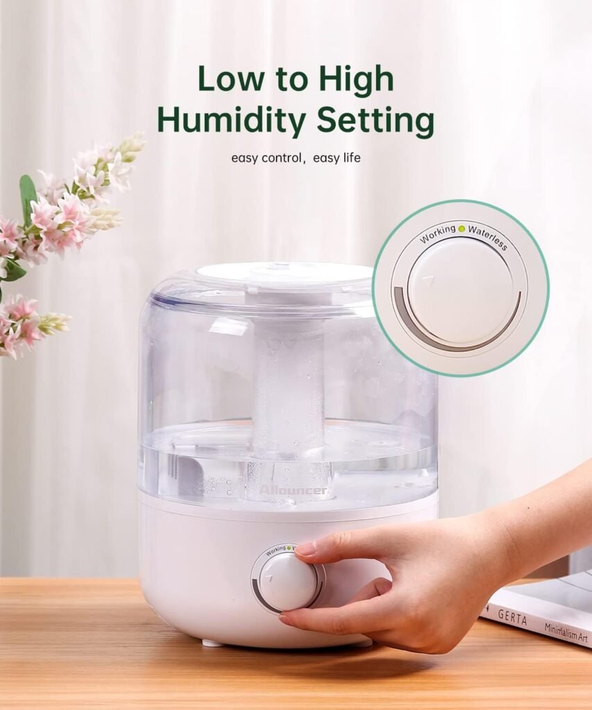 Humidifiers for Bedroom, Top Fill 2.5L Large Water Tank, Auto Shut-Off, Super Quiet Cool Mist Humidifiers for Baby, Ultrasonic Air Humidifier for Large Room with 360° Double Rotating Nozzles