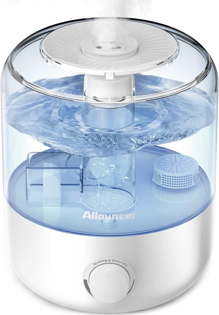 Humidifiers for Bedroom, Top Fill 2.5L Large Water Tank, Auto Shut-Off, Super Quiet Cool Mist Humidifiers for Baby, Ultrasonic Air Humidifier for Large Room with 360° Double Rotating Nozzles