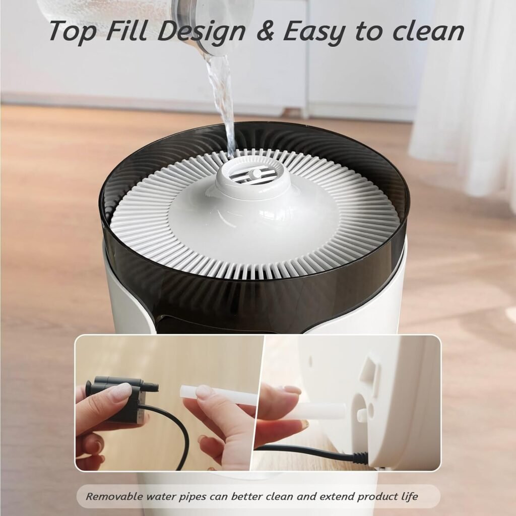 Humidifiers for Home, 16L/4.2Gal Whole house Humidifier 2000 sq.ft. Ultrasonic Cool Mist Large Room Humidifier with Extension Tube, Quiet Bedroom Humidifier with Aroma Box, White