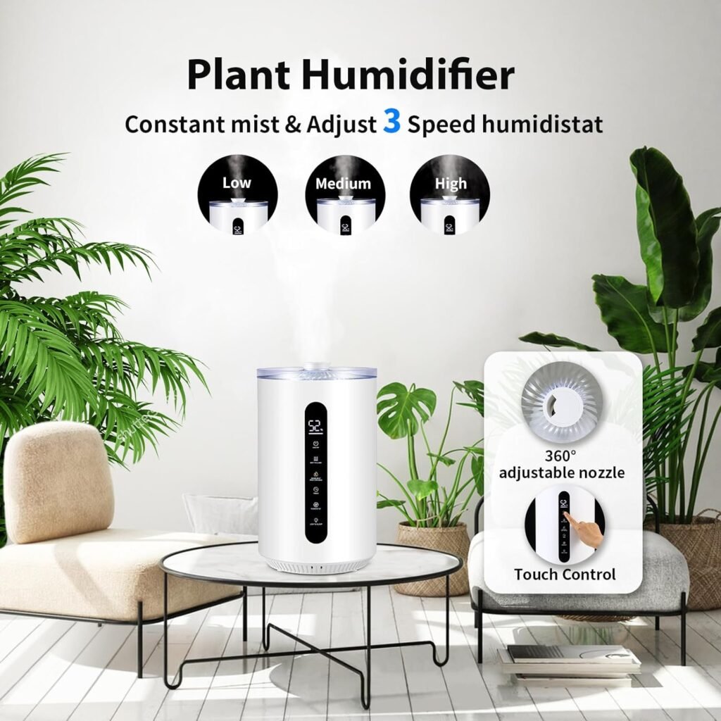 Humidifiers for Large Room 442 sqft,Hioo 6.8L 1.8Gal Ultrasonic Topfill Warm and Cool Mist Air Humidifier for Bedroom with 8H Timer 360° Nozzle Adjustable Humidistat Night Light for Nursery Home Plant