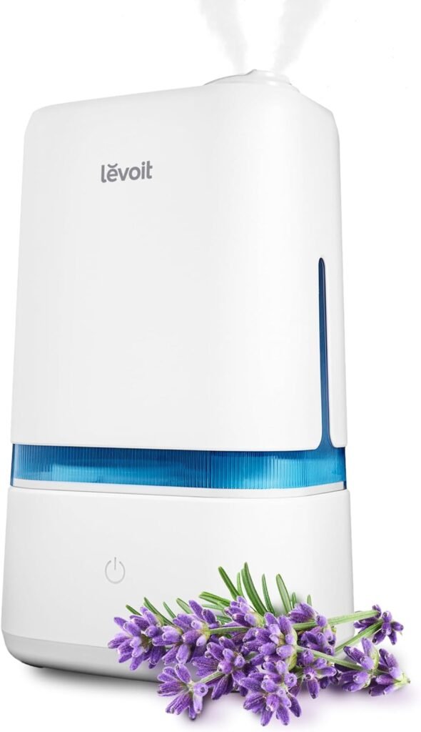 LEVOIT 4L Humidifiers for Bedroom Large Room  Essential Oil Diffuser, Quiet Cool Mist for Home, Baby and Plants, Last up to 40Hours, Dual 360° Rotation Nozzles, Handle Design, Auto Shut Off, Blue