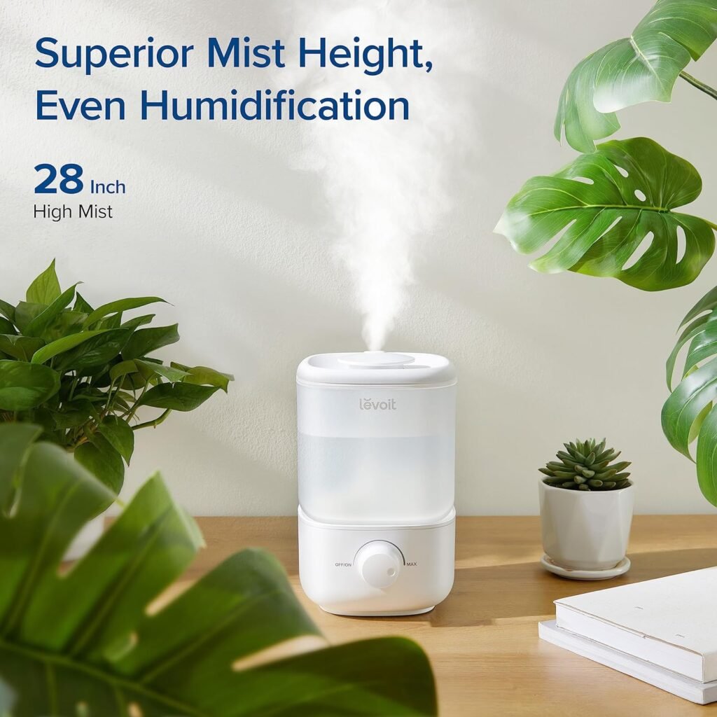 LEVOIT Top Fill Humidifiers for Bedroom, 2.5L Tank for Large Room, Easy to Fill  Clean, 26dB Quiet Cool Mist Air Humidifier for Home Baby Nursery  Plants, Auto Shut-off and BPA-Free for Safety, 25H