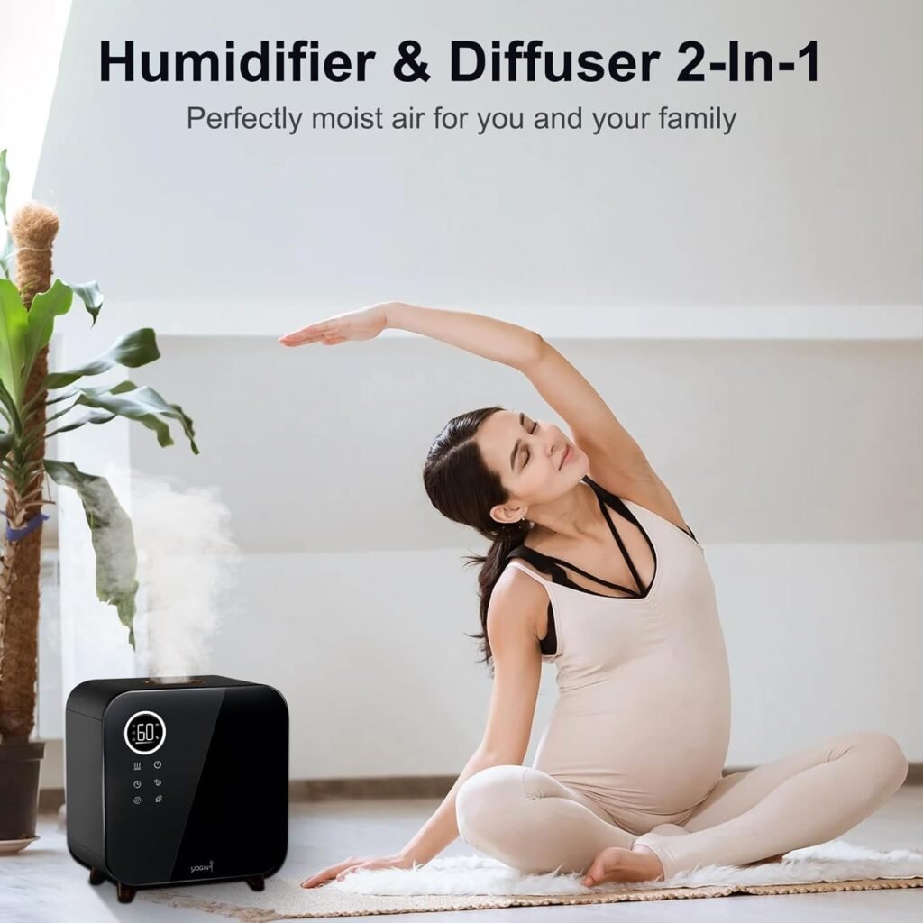 Top fill Humidifiers for Bedroom,5.5L (1.45Gal) Ultrasonic cool mist Humidifiers with Turbo Function,Up to 60 Hours,Quiet, Large Capacity, Easy Clean ETL certificate humidifier